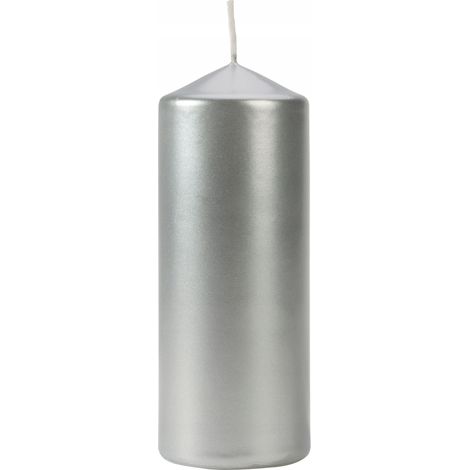 Silberne Zylinderkerze für Kommunion, Hochzeit, Bispol, 6 x 15 cm