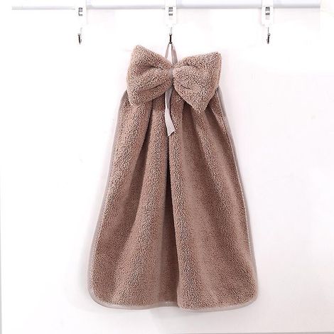 brun Clair Ne Contient Pas De Crochets Essuie-mains Suspendre Avec Nud Papillon, Boucles De Suspension En Microfibre Velours Corail, Essuie-mains (1/5)
