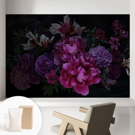Papier peint intissé mural classique avec imprimé motifs décoratifs design élégant non‑tissé Élégance florale 104x70 cm (1/5)