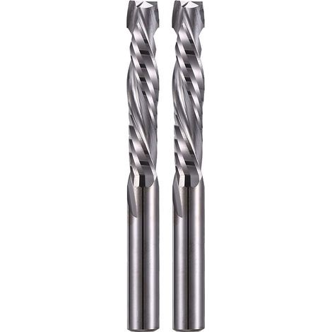 Lntyq – Lot de 2 fraises hélicoïdales de compression 6 mm – Tige 6 mm – Longueur de coupe 32 mm – Pour bois dur et acrylique – Haute précision CNC