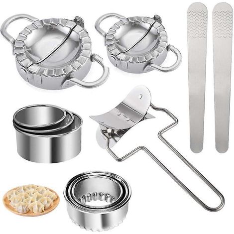 Machine à pâtes manuelle, appareil à raviolis, kit de 11 pièces en acier inoxydable comprenant un appareil à raviolis et un coupe-raviolis R (1/5)
