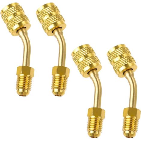 Raccord Climatisation Angulaire R410A - Raccord Adaptateur Cuivre 5/16" à 1/4" SAE - Pour Service Climatisation et Frigorifique - Lot de 4 (1/5)