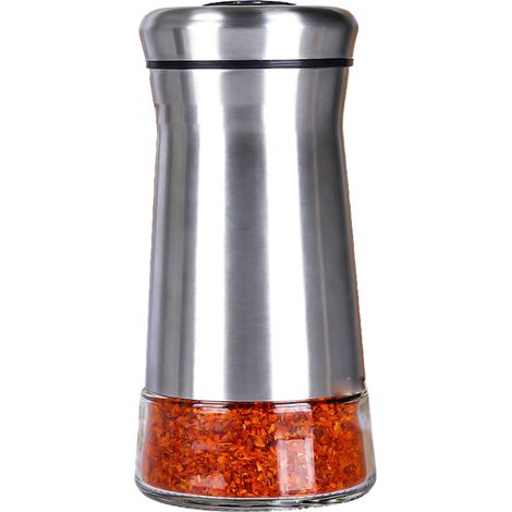Moulin à Sel et Poivre - Distributeur d'Épices avec Orifices Réglables - Verre et Acier Inoxydable - Lot de 2 (1/5)