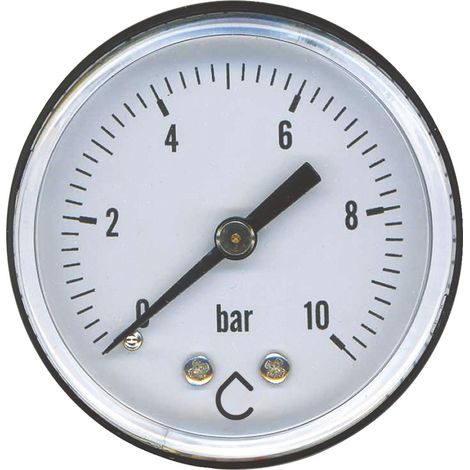 Manomètre 8x13 (1/4") - 10 bar - raccordement axial - diam 50 (1/2)