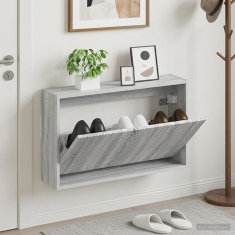 vidaXL Wall-Mounted Shoe Cabinet ARNHEM 71 x 17 x 43 cm Grey Sonoma (1/5)