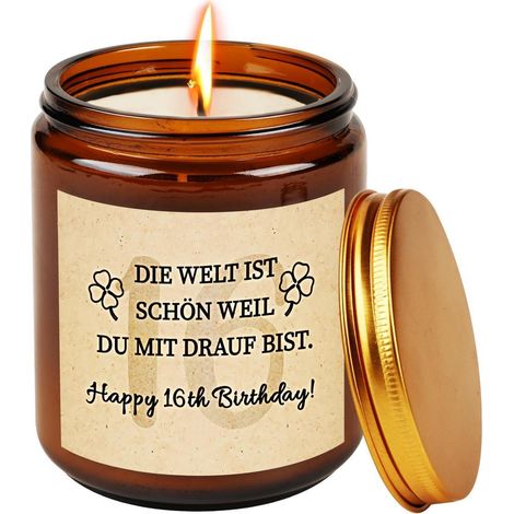 Duftkerze im Glas Lavendel 16. Geburtstag Geschenk für Frau Tochter Schwester