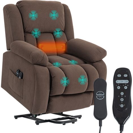 Fauteuil releveur électrique - HOMCOM - massage, chauffage, repose-pied, dossier inclinable - velours - 93x104x100cm - marron (1/5)