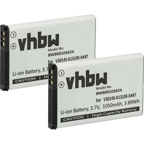 vhbw 2x Akku Ersatz für Siemens V30145-K1310K-X447-0-HY, V30145-K1310K-X447 für schnurlos Festnetz Telefon (1050 mAh, 3,7 V, Li-Ion)