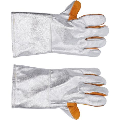 Gants de soudage en cuir de vache, résistants à la chaleur, ignifuges, en aluminium, pour aciéries, fonderies, emplacements à haute températur (1/5)