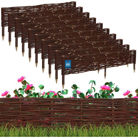 KOTARBAU® Lot de 10 Clôture Bois  - Bordure Jardin Extérieur - 100 x 10 cm - Bordure de Jardin en Osier à Planter - Marron - Cloture en Osier - Décoration Extérieure (1/5)