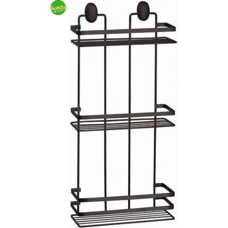Mensola rettangolare Feridras 3 ripiani acciaio nero 24x11x50cm (1/5)
