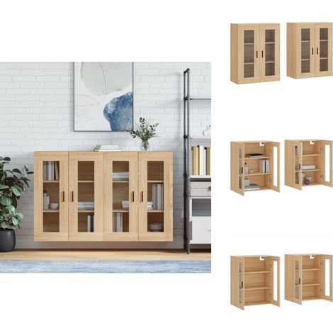 Armoires murales 2 pcs chêne sonoma bois d'ingénierie - Armoire Murale - Meuble Rangement - Buffet - Commode - Étagère Murale (1/5)
