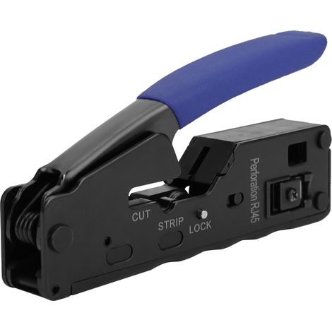 Pince à sertir et dénuder les câbles réseau RJ45, outil de coupe pour connecteurs cristal, compatible CAT5 CAT6 CAT7, bleu, sertisseuse multifonction (1/4)
