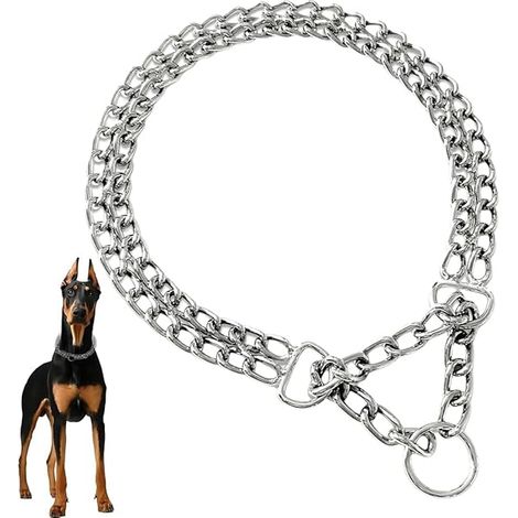 Collier Chien en Acier Contrôle Collier de Dressage pour Chien Solide Réglable pour Animaux de Compagnies 2.5mm60cm