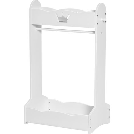 Portemanteau pour Enfants avec Étagères et Crochets Latéraux, Mobilier pour Chambre en Bois, 70.5x37x103cm, Blanc (1/5)