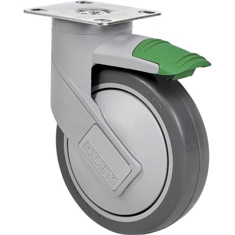 rueda giratora placa mec.dir.10hcmd125cp-pgaisb goma gris eje bolas