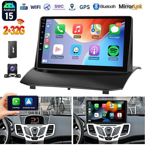 Autoradio Android 15 avec CarPlay, GPS, RDS, Wi-Fi et radio FM pour Ford Fiesta (2009-2017) - 2+32G DAB+ CAM