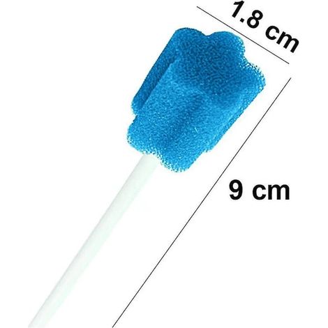 Ensemble de 100 bâtonnets d'hygiène buccale éponge, bleu, hygiène bucco-dentaire optimale, brossage efficace et doux (1/5)