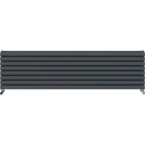 Warmehaus Horizontal Radiator Oval Double Anthracite 472x1800mm (1/5)