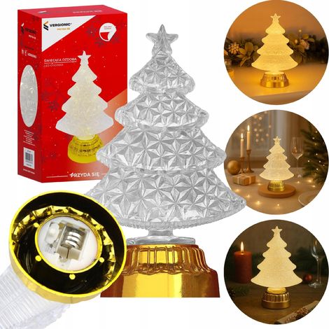 LED-Weihnachtsbaum VERGIONIC 16 cm Kristallornament Weihnachtslampe Dekoration