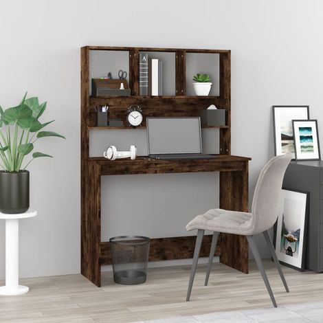 vidaXL Desk with Shelves Smoked Oak 102x45x148 cm Engineered Wood