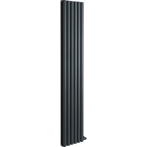 Milano Aruba Ardus Anthracite 1784mm x 354mm Double Panel Dry Heat Vertical Oval Panel Electric Radiator - No Thermostat (1/4)
