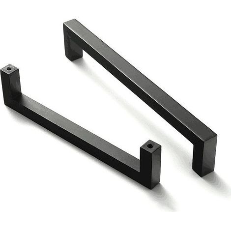 Poignée De Meuble - Aluminium Noir - 135 Mm - Entraxe 128 Mm - Pour Portes Placards Salle De Bain - Lot De 10 (1/4)