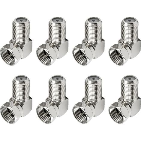 8 PCS Adaptateur F Coudé 90°, Connecteur Angle Droit F Femelle vers Mâle pour Câble Satellite et Antenne TV, Adaptateur Coaxial RG6 Gain de Place pour Installation Murale et Équipement Multimédia (1/5)