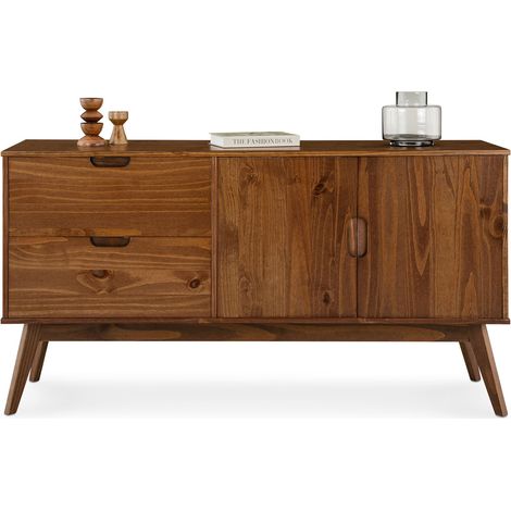 Buffet salle à manger TIVOLI L 145 cm, 2 tiroirs et 2 portest, bois massif, couleurs marron (1/5)