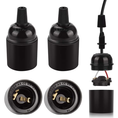 E27 Douille Vintage noir, retro suspension lampe, Lot de 4 (1/5)