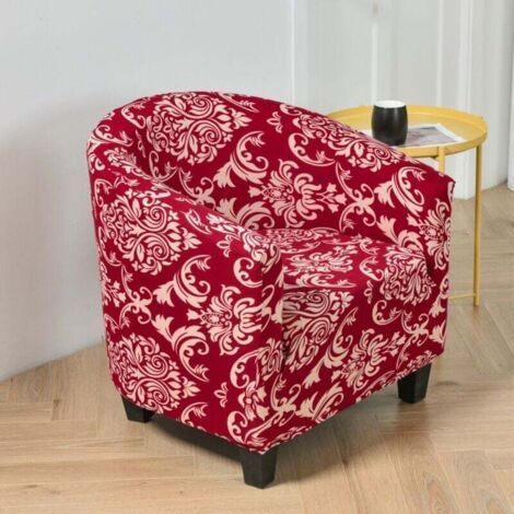 Stretch Convertible Armchair Cover, Easy to Install and Wash, Chair Cover with Armrests Armchair Cover for Counter Bar Living Room Meeting Room-dark red