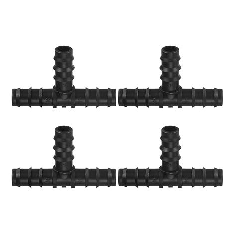 Lot de 4 Raccords en T pour Tuyau d'Arrosage 20mm, Connecteur Goutte à Goutte en PP Noir pour Système d'Irrigation, Pièces et Raccords de Tuyau Polyéthylène Robustes pour Jardin (1/5)