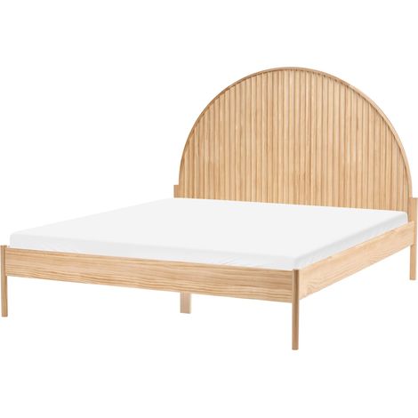 Letto con rete in legno di pino naturale in stile scandinavo 160 x 200 cm marrone chiaro Mascortel (1/5)