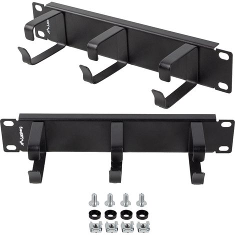 Organisateur de câbles pour baies 1U de 10 pouces avec supports métalliques type B noir (1/4)
