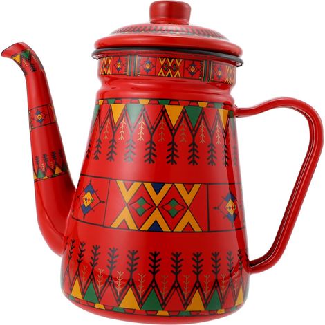 Bouilloire Émail Cafetière Rouge Pratique pour Induction et Gaz Résistante Chaleur avec Poignée Confortable pour Thé Café et Vin Chaud (1/5)
