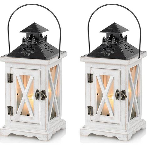 Lanterne portable en bois, bougeoir vintage rustique, décoration