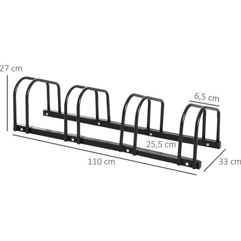 Support vélo 5 places, résistant aux intempéries, acier noir durable, fixation sol et mur, 145x33x27 cm, rangement extérieur pour vélos. (1/5)