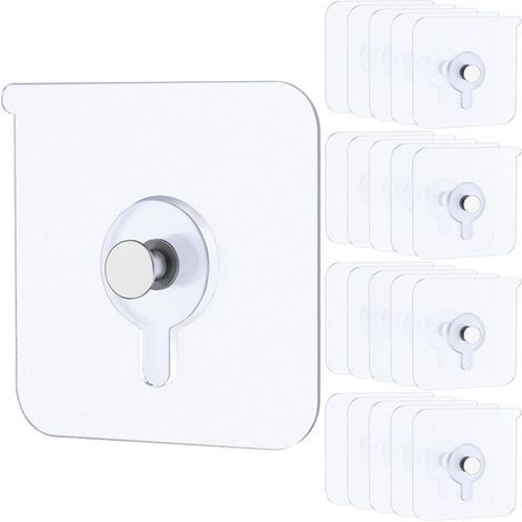 Wandhaken ohne Bohren – 20 Stück, max. Traglast 15 kg, transparent, wasserdicht, ideal für Bad und Küche