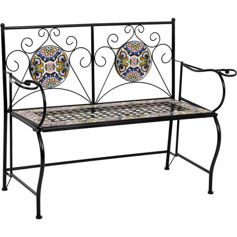 Banco de mosaico y forja negro 110x50x88h cm (1/5)