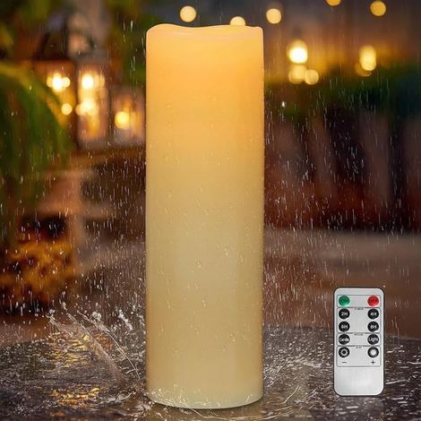 10x Bougie LED Extérieure Étanche, Blanc Ivoire Vague, PHOTOPHORE pour Jardin et Décoration Intérieure