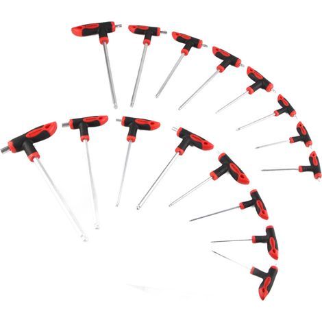Satz mit 16 T-Griff-Kugelkopf-Innensechskantschlüsseln, 2"-Steckschlüssel für Schrauben und Reparaturen (1/5)