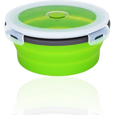 Boite Alimentaire Pliable, 500 ml Boîte à Lunch Pliante en Silicone Support Pliable, Bento Lunch Box Silicone Alimentaire pour Micro-Ondes, Les RéFrigéRateurs (1/5)