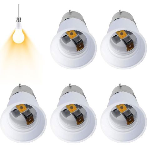5-teiliger B22-auf-E27-Adapter, Bajonett-Schraublampenadapter, geeignet für LED-, Glüh- und Energiesparlampen (1/5)