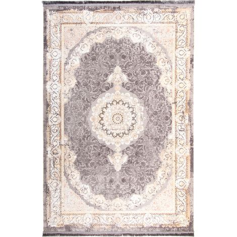 Tapis persan Ava  - 150x100cm, Rectangular - 100% Acrylique - Tissé - Gris
