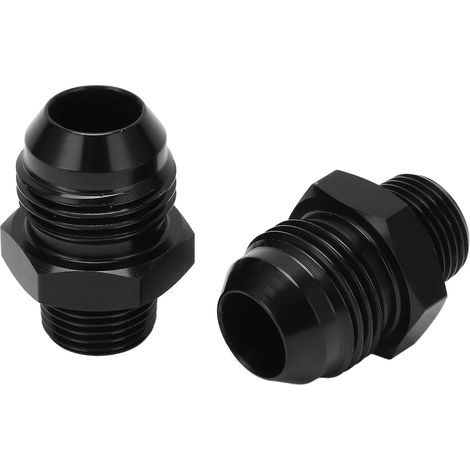 2 pièces Raccord droit 10AN vers 3/8 NPT Adaptateur de conduite de carburant Aluminium anodisé noir pour tuyaux d'huile, d'eau, de gaz (1/5)