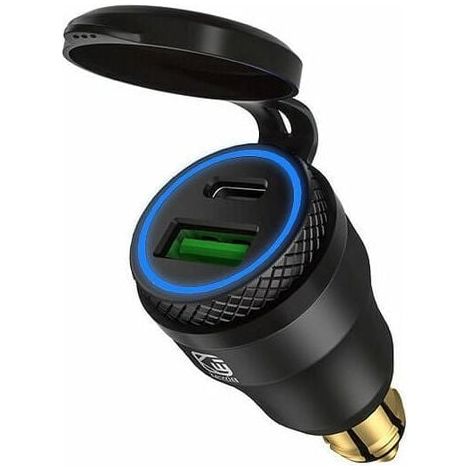 Aiperq – Adaptateur allume-cigare USB pour moto – Double prise USB – Charge rapide 30W PD 3.0 et QC 3.0 – Compatible BMW et Ducati (1/5)