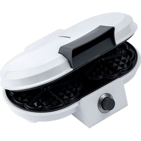 Gaufrier multifonctionnel à double plaque pour la maison, revêtement antiadhésif, appareil à petit-déjeuner en forme de cœur, blanc, norme européenne. (1/5)