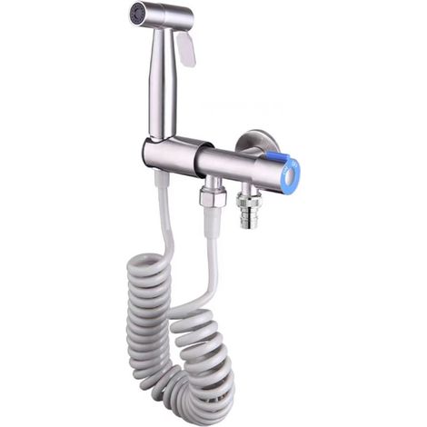 Cabezal de bidé portátil de 2 funciones para inodoros, cabezal de alta presión para pañales de tela, juego de rociadores de baño de acero inoxidable con manguera. (1/5)