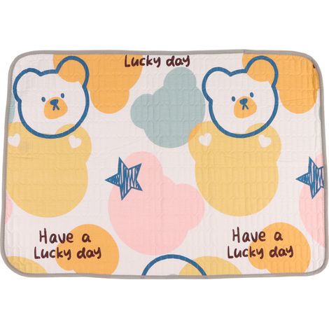 Tapis de lit lavable imperméable 71x100cm, absorbeur d'urine, doux pour la peau, motif ours mignon, protection de matelas anti-incontinence pour animaux et adultes (1/5)