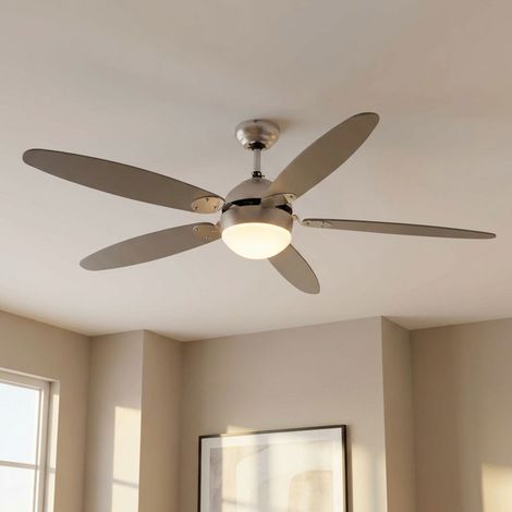 Ventilatore da soffitto a LED Lampada da soffitto Ritorno in avanti Interruttore a strappo a 3 velocità Lampada da soggiorno, montaggio su pendenze, 1x 4,5W 470Lm bianco caldo, DxH 132 x 40,6 cm (1/5)
